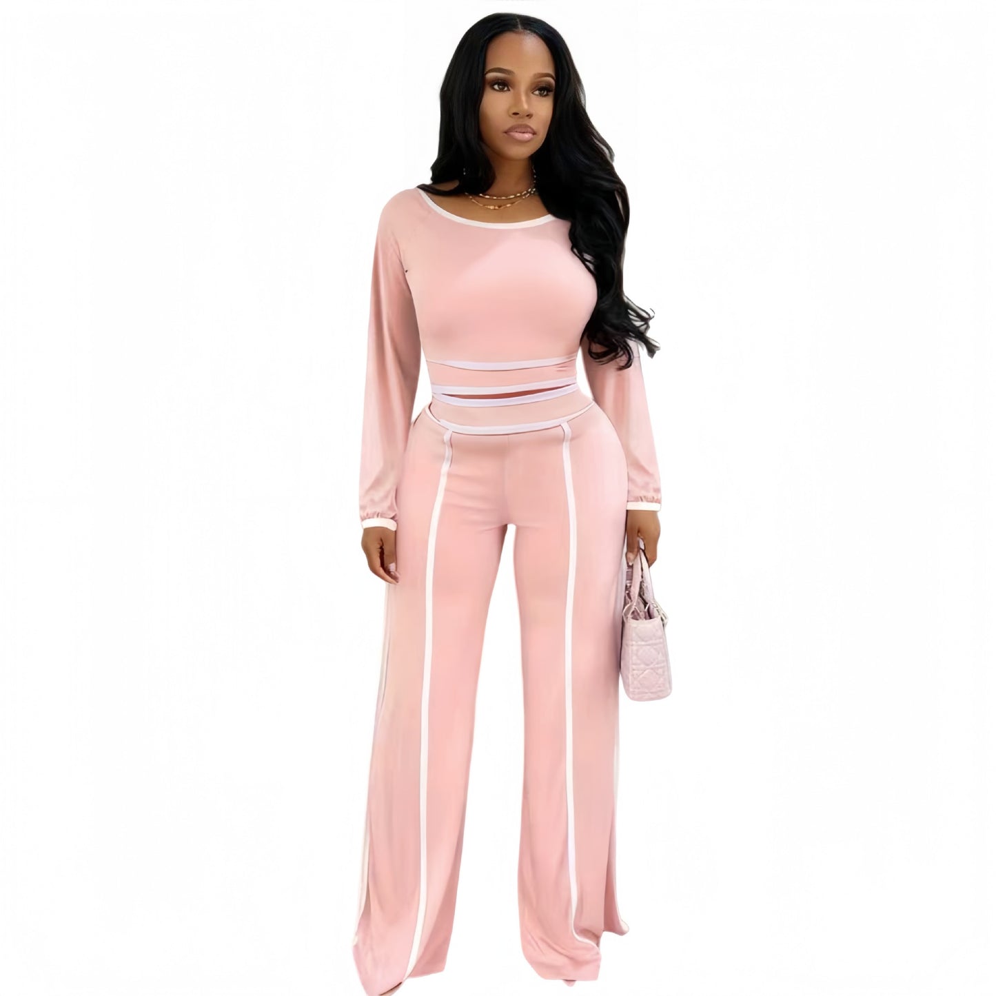 Blush Glow Wide-Leg Two-Piece Set